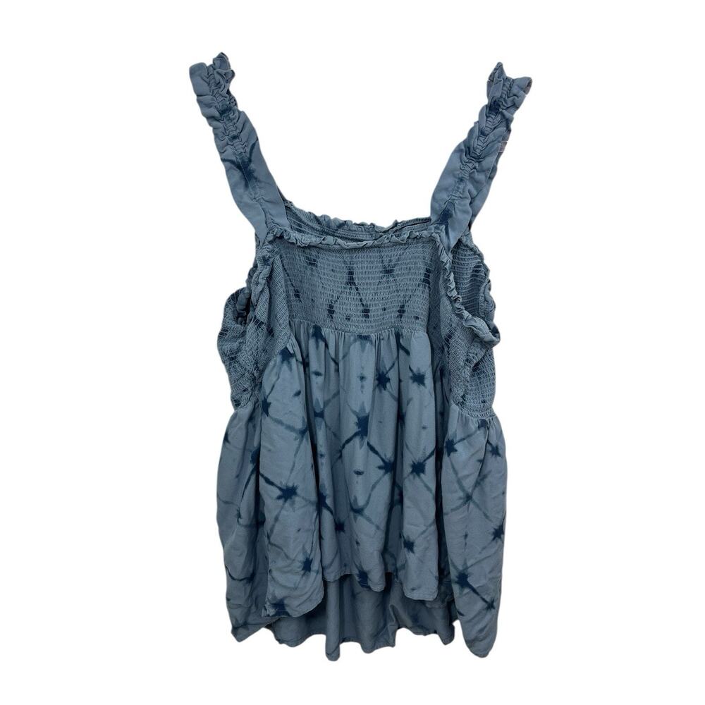 Sonoma Babydoll Top Women's 1X Tank Festival Blue Tie Dye Smocked Ruffle Y2K - Picture 2 of 8
